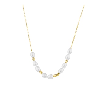 Pozlacený náhrdelník z mosazi s perlami