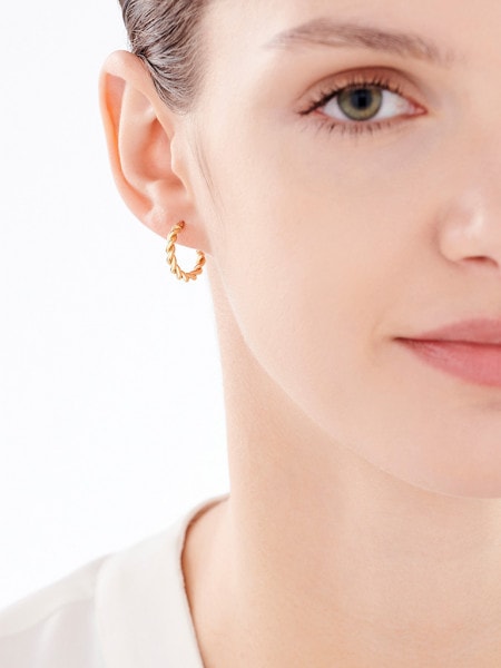 Gold earrings - circles, 16 mm