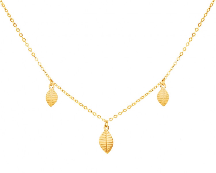 Yellow Gold Necklace - Leaves
