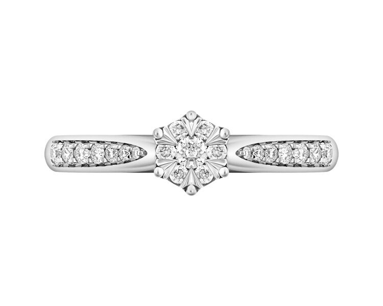 White gold ring with diamonds - 0,25 ct - fineness 14 K