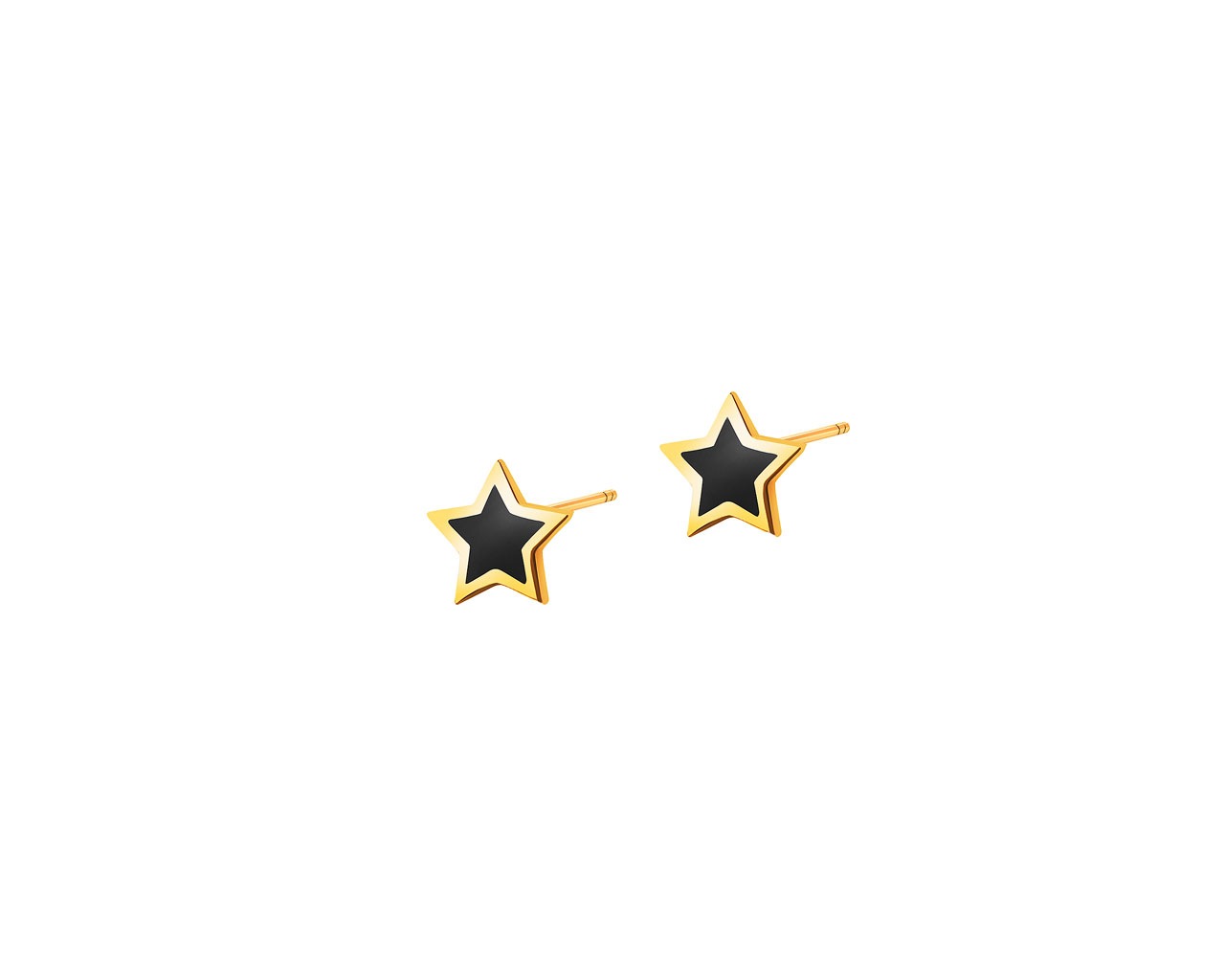 Złote kolczyki z emalią- gwiazdy