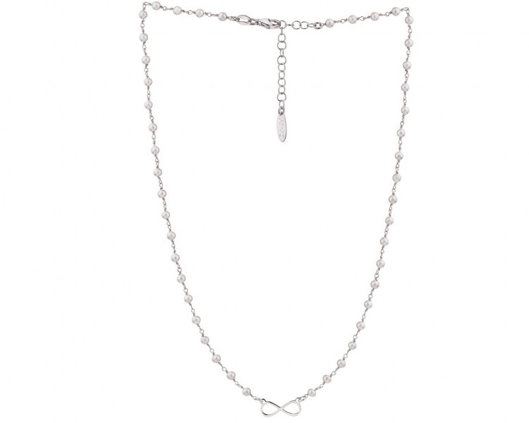 Naszyjnik srebrny z masą perłową - nieskończoność