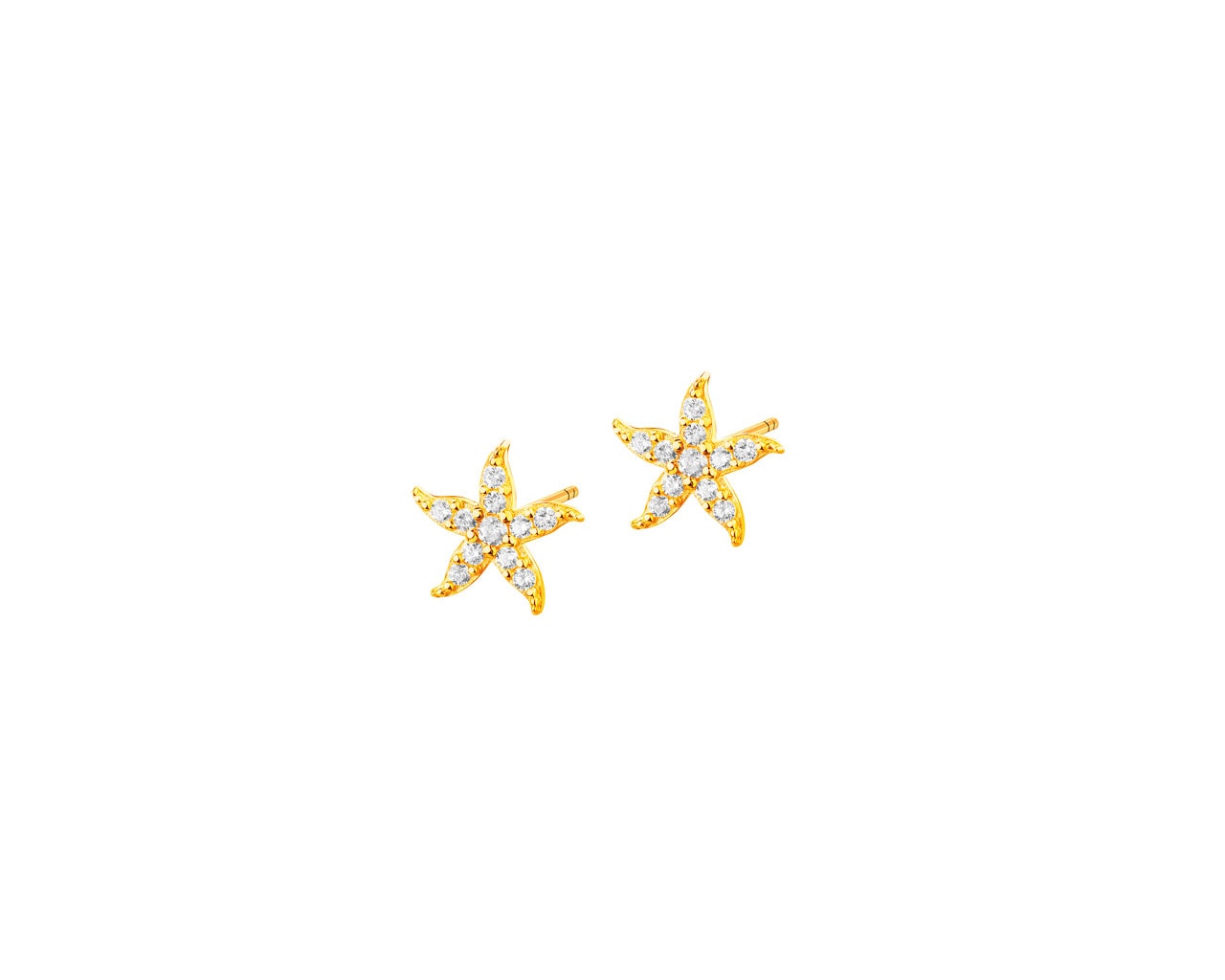 Złote kolczyki z cyrkoniami - gwiazdy