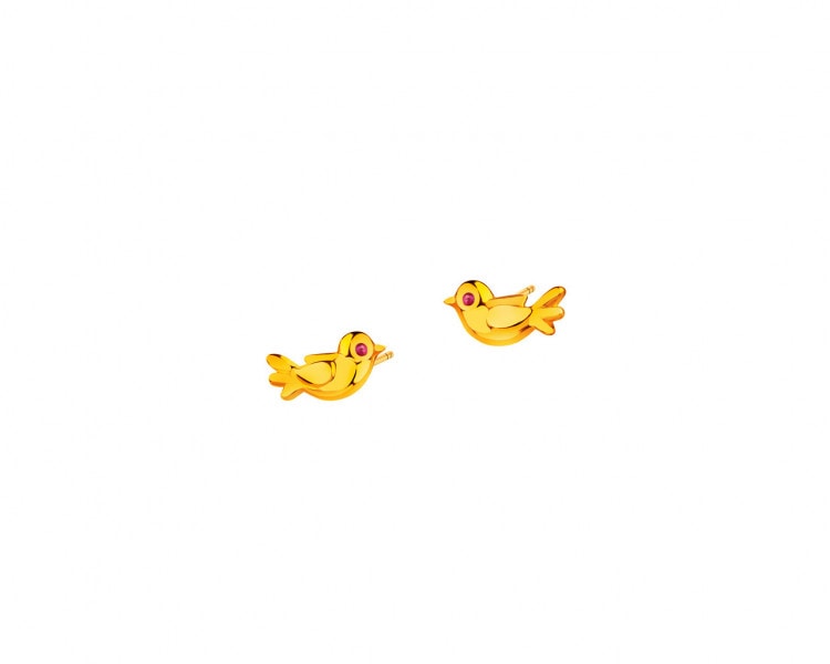 Złote kolczyki z cyrkoniami - ptaki