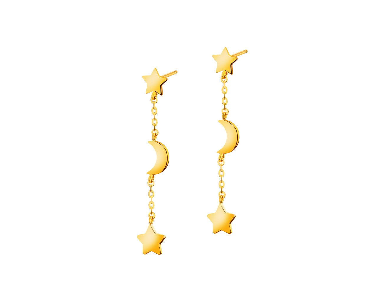 Złote kolczyki - gwiazdy, Księżyce