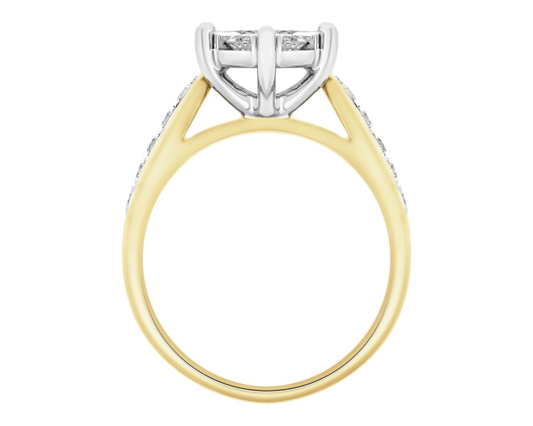 Yellow and White Gold Plated Ring - 1,00 ct - fineness 585