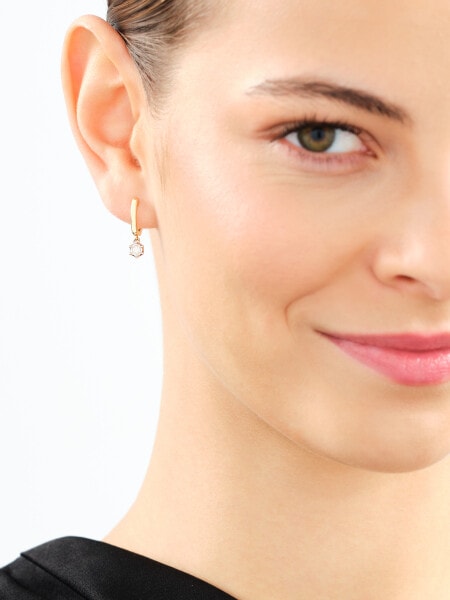Náušnice ze žlutého a bílého zlata s brilianty - 0,15 ct - ryzost 585