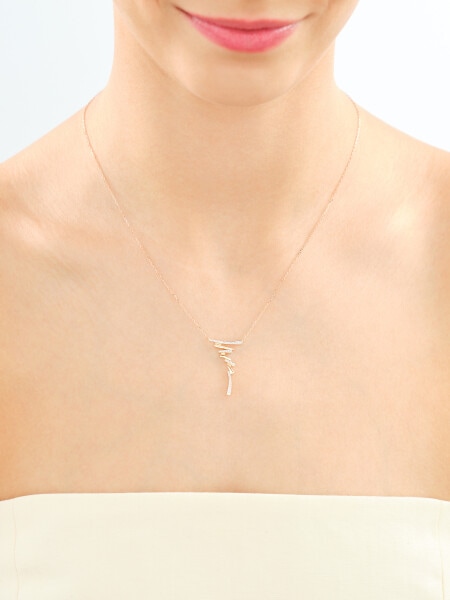 Náhrdelník z růžového zlata s diamanty - 0,09 ct - ryzost 585