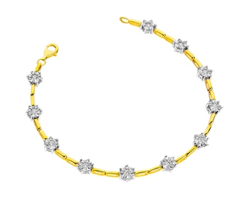 Yellow and white gold bracelet with diamonds 1,15 ct - fineness 585