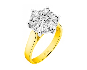 Prsten ze žlutého a bílého zlata s brilianty 1,50 ct - ryzost 585