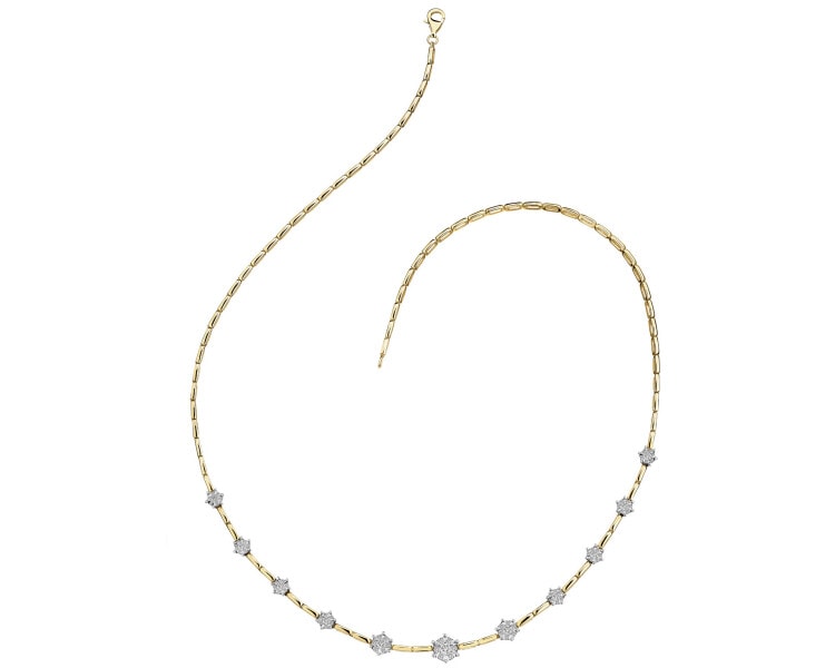 Yellow and white gold necklace with diamonds 0,88 ct - fineness 585