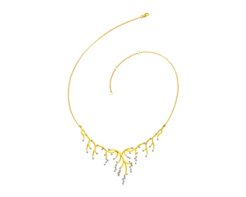 Gold necklace with brilliants 1,05 ct - fineness 14 K