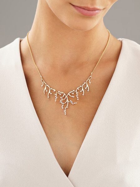 Gold necklace with brilliants - 1,01 ct - fineness 14 K