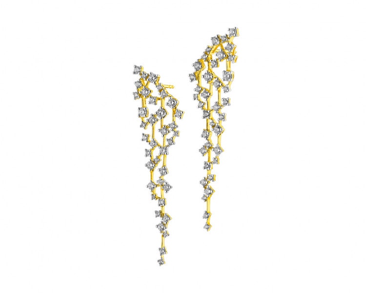 Gold earrings with diamonds 2,18 ct - fineness 14 K
