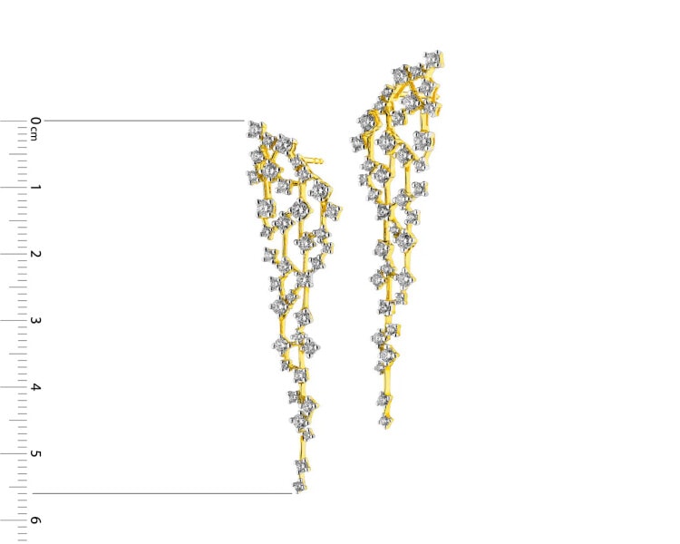 Gold earrings with diamonds 2,18 ct - fineness 14 K