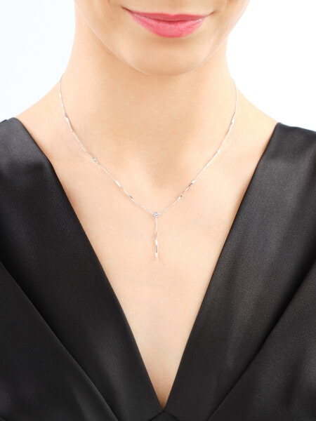 Náhrdelník z bílého zlata s diamantem - 0,005 ct - ryzost 585