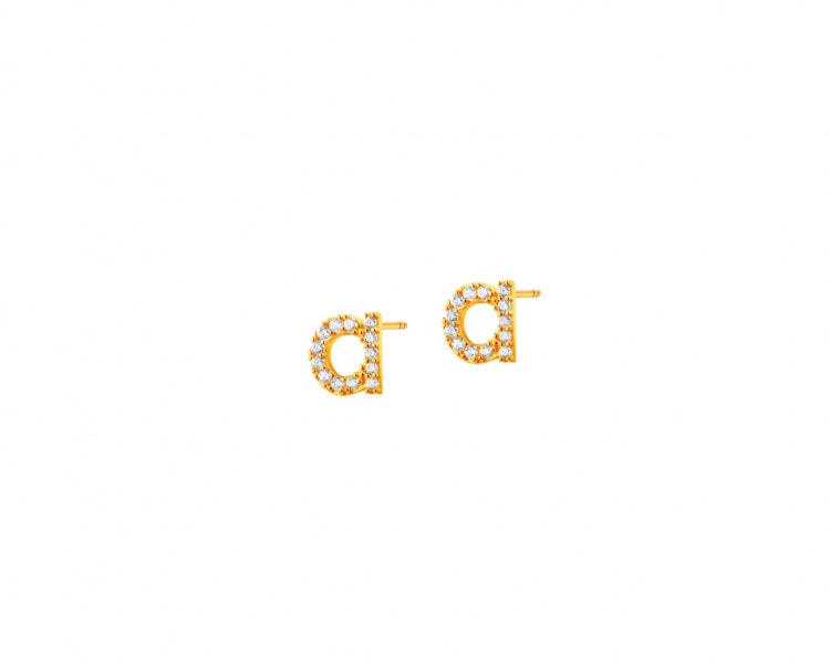 Złote kolczyki z cyrkoniami - litery a