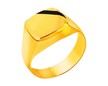 Złoty pierścionek z onyksem - sygnet