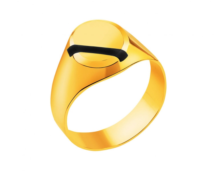 Gold ring with onyx - signet ring