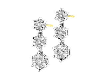 Yellow and white gold earrings with diamonds 0,75 ct - fineness 585
