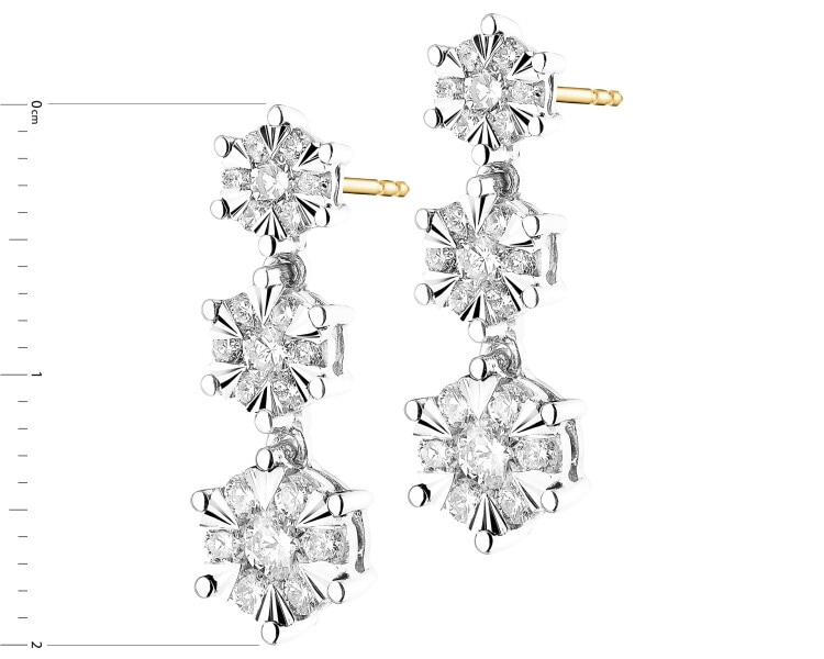 Yellow and white gold earrings with diamonds - 0,75 ct - fineness 585
