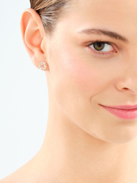 14 K Rhodium-Plated Yellow Gold Earrings with Diamonds - 0,05 ct - fineness 14 K