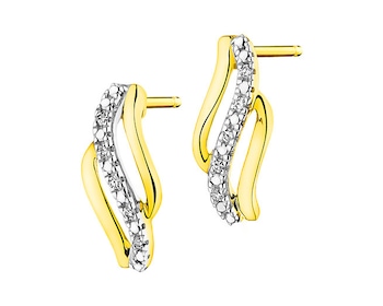 Gold earrings with diamonds 0,02 ct - fineness 14 K