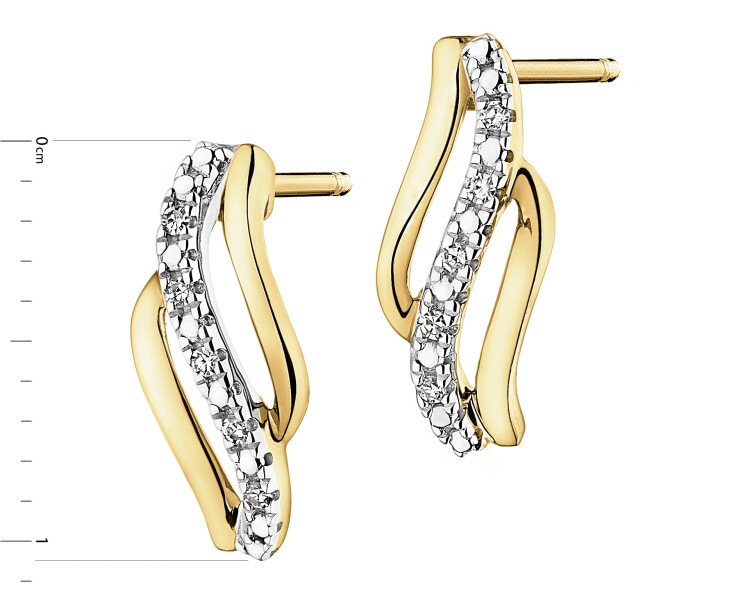 Gold earrings with diamonds - 0,02 ct - fineness 14 K