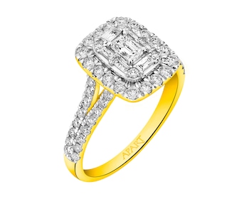 Gold ring with diamonds 1 ct - fineness 14 K