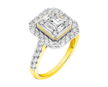 Gold ring with diamonds 1 ct - fineness 14 K