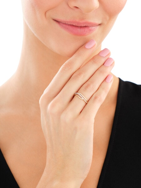 Pierścionek z żółtego złota z diamentami - 0,03 ct - próba 585