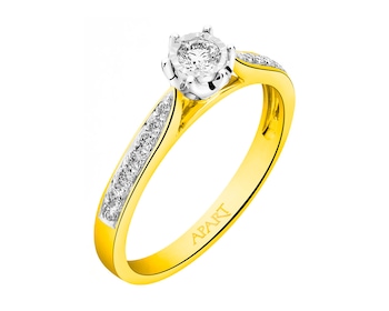 Yellow and white gold ring with diamonds 0,27 ct - fineness 585