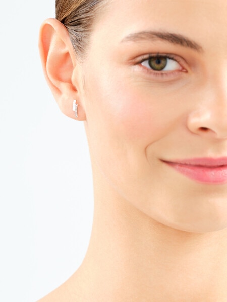 Kolczyki z białego złota z diamentami - 0,006 ct - próba 375