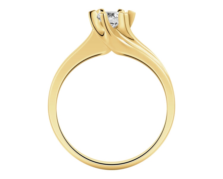 Zlatý prsten s briliantem - 0,35 ct - ryzost 585