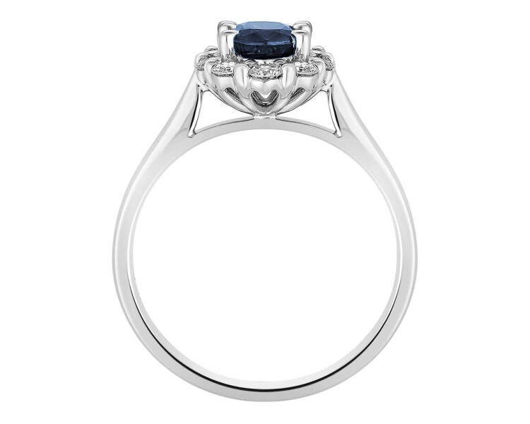 750 Rhodium-Plated White Gold Ring with Diamonds - fineness 14 K