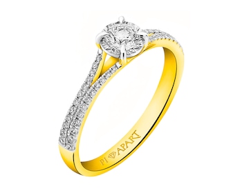 Yellow and white gold ring with diamonds 0,39 ct - fineness 585