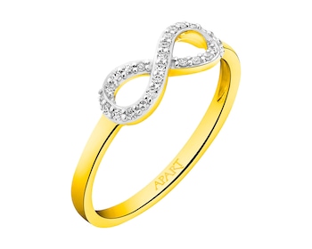Gold ring with diamonds - infinity 0,09 ct - fineness 14 K