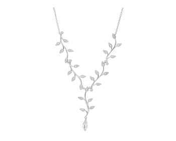 Naszyjnik srebrny z cyrkoniami - liście