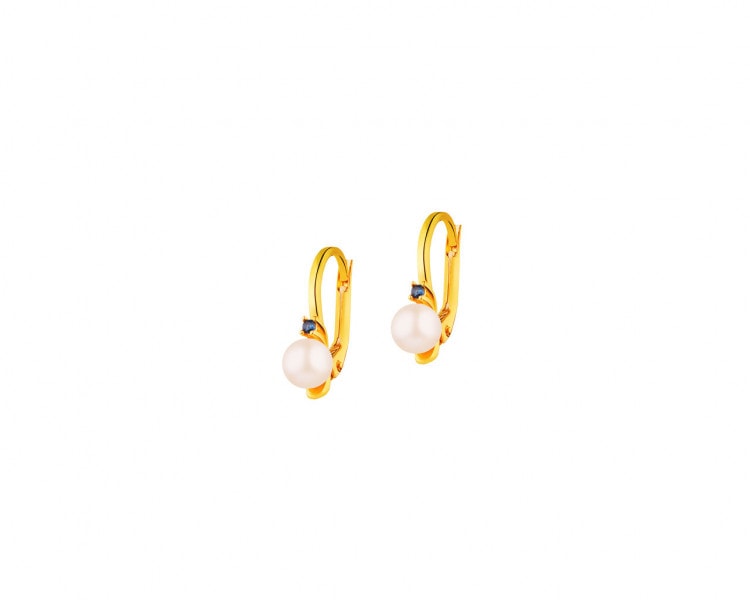 Złote kolczyki z cyrkoniami  - perły