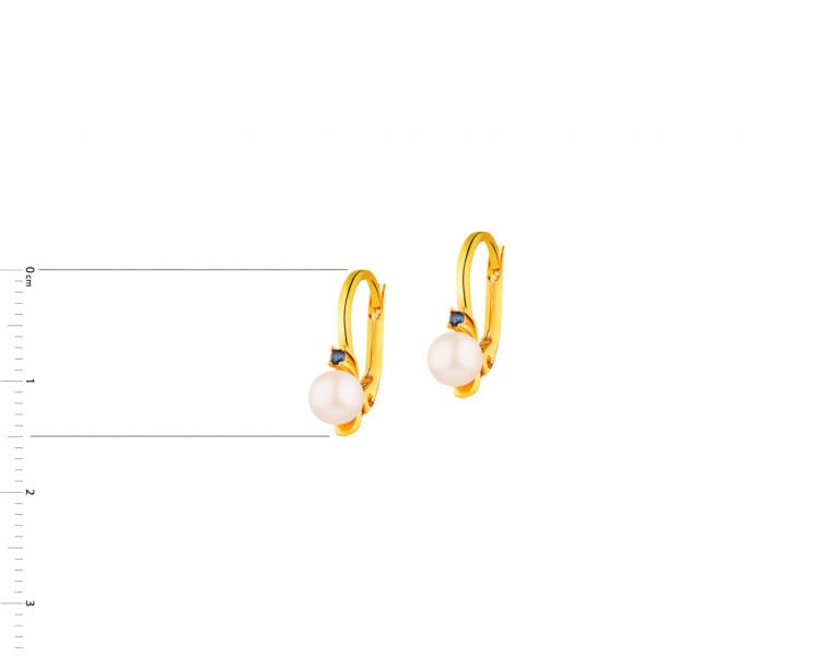 Złote kolczyki z cyrkoniami  - perły