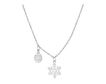 Stříbrný náhrdelník - sněhová vločka, vánoční baňka
