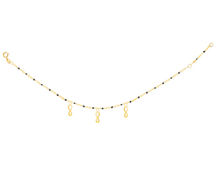 Złota bransoletka z emalią, skręcone blaszki - nieskończoność