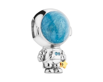 Zawieszka srebrna beads z emalią - astronauta
