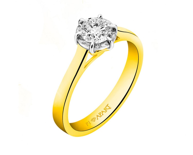 Yellow and white gold diamond ring 0,50 ct - fineness 585