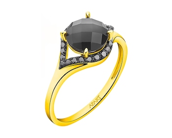 Zlatý prsten s diamanty a onyxem - ryzost 585