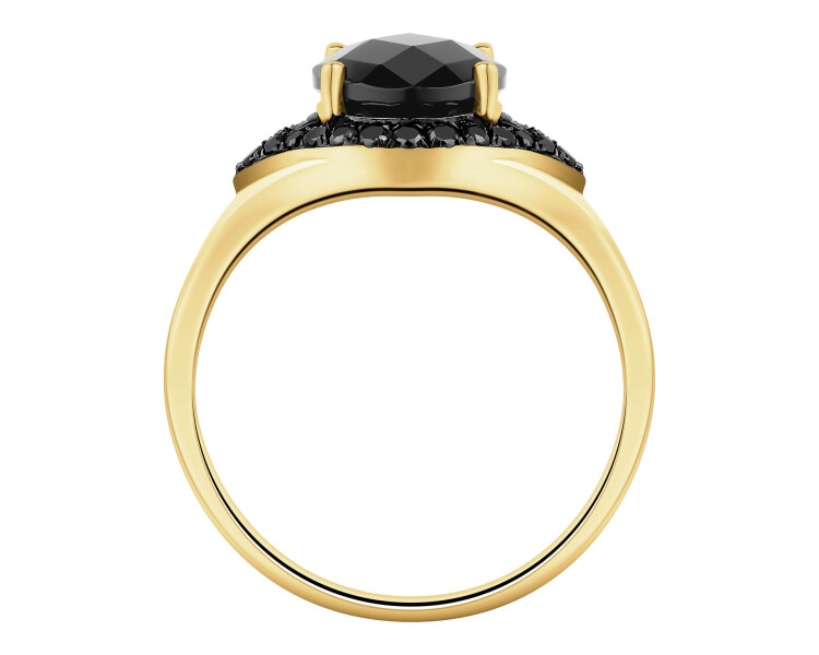 Gold ring with diamonds - fineness 14 K