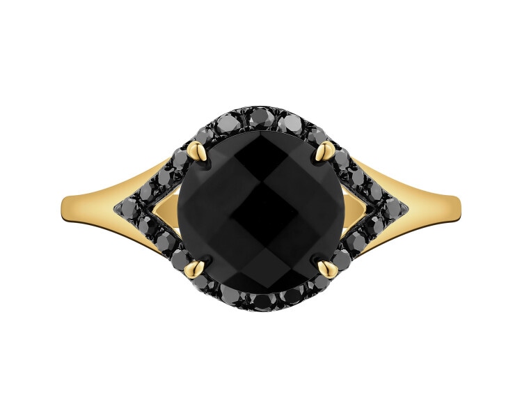 Gold ring with diamonds - fineness 14 K
