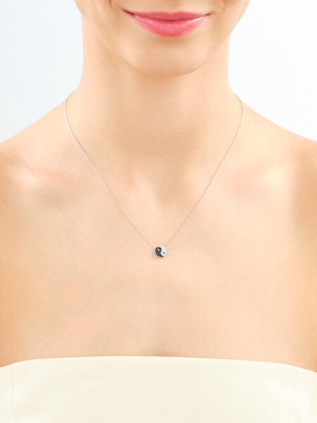 Náhrdelník z bílého zlata s brilianty - jin a jang - 0,16 ct - ryzost 585