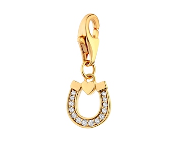 Gold-plated silver charm with cubic zirconia - horseshoe, heart