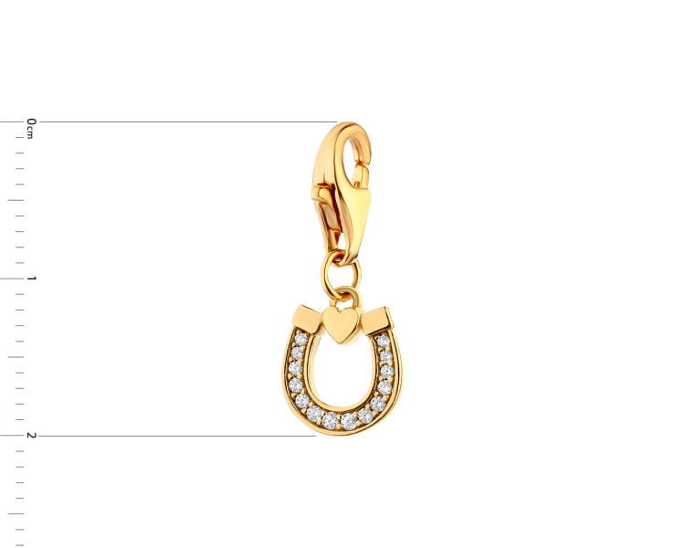Gold-plated silver charm with cubic zirconia - horseshoe, heart